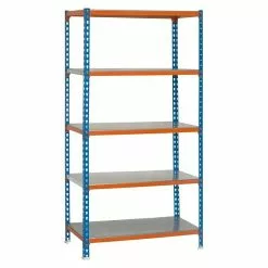 BAUHAUS Simonrack Simonclick Metallregal Plus L X B X H: 50 X 100 X 200 Cm, Traglast: 180 Kg/Boden, Anzahl Böden: 5 Stk., Stecken, Blau/Orange