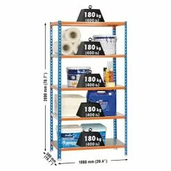 BAUHAUS Simonrack Simonclick Metallregal Plus L X B X H: 50 X 100 X 200 Cm, Traglast: 180 Kg/Boden, Anzahl Böden: 5 Stk., Stecken, Blau/Orange -Angebote Fliesen Verkäufe 12 8023