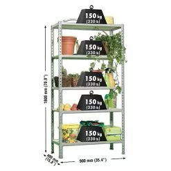 BAUHAUS Simonrack Maderclick Metallregal L X B X H: 40 X 90 X 180 Cm, Traglast: 150 Kg/Boden, Anzahl Böden: 5, Stecken, Grau -Angebote Fliesen Verkäufe 12 8089