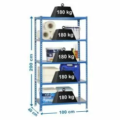 BAUHAUS Simonrack Simonclick Metallregal Plus L X B X H: 40 X 100 X 200 Cm, Traglast: 180 Kg/Boden, Anzahl Böden: 5 Stk., Stecken, Blau -Angebote Fliesen Verkäufe 12 8110