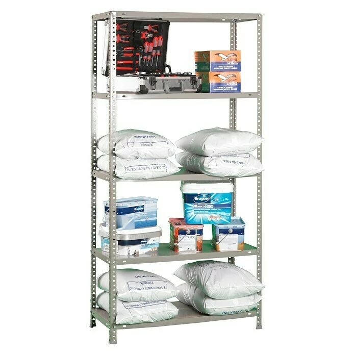 BAUHAUS Simonrack Simonclassic Metallregal Advantage Plus L X B X H: 30 X 100 X 200 Cm, Traglast: 75 Kg/Boden, Anzahl Böden: 5 Stk., Schrauben, Grau 2 BAUHAUS Simonrack Simonclassic Metallregal Advantage Plus L X B X H: 30 X 100 X 200 Cm, Traglast: 75 Kg/Boden, Anzahl Böden: 5 Stk., Schrauben, Grau – Bild 2