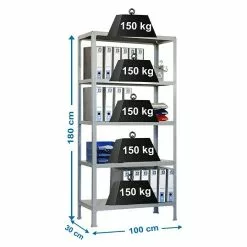 BAUHAUS Simonrack Homeclick Metallregal Plus L X B X H: 30 X 100 X 180 Cm, Traglast: 150 Kg/Boden, Anzahl Böden: 5 Stk., Stecken, Grau -Angebote Fliesen Verkäufe 12 8173