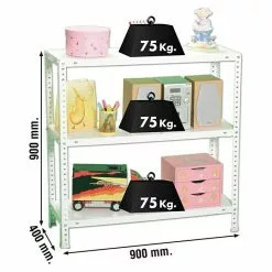 BAUHAUS Simonrack Simonclassic Metallregal Advantage L X B X H: 40 X 90 X 90 Cm, Traglast: 75 Kg/Boden, Anzahl Böden: 3 Stk., Schrauben, Weiß -Angebote Fliesen Verkäufe 12 8214