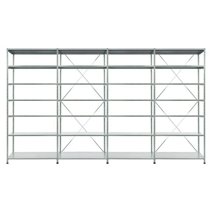 BAUHAUS Scholz Metall-Lagerregal SE Länge: 500 Mm, Breite: 4.080 Mm, Höhe: 3.000 Mm, Traglast: 170 Kg/Boden, Anzahl Böden: 7 Stk. 1 BAUHAUS Scholz Metall-Lagerregal SE Länge: 500 Mm, Breite: 4.080 Mm, Höhe: 3.000 Mm, Traglast: 170 Kg/Boden, Anzahl Böden: 7 Stk.