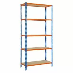 BAUHAUS Simonrack Maderclick Metallregal Mega Plus L X B X H: 50 X 120 X 200 Cm, Traglast: 200 Kg/Boden, Anzahl Böden: 5 Stk., Stecken, Blau/Orange