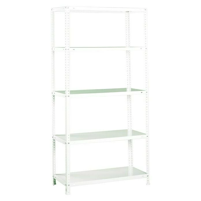 BAUHAUS Simonrack Comfort Metallregal L X B X H: 50 X 90 X 180 Cm, Traglast: 100 Kg/Boden, Anzahl Böden: 5, Schrauben, Weiß 1 BAUHAUS Simonrack Comfort Metallregal L X B X H: 50 X 90 X 180 Cm, Traglast: 100 Kg/Boden, Anzahl Böden: 5, Schrauben, Weiß
