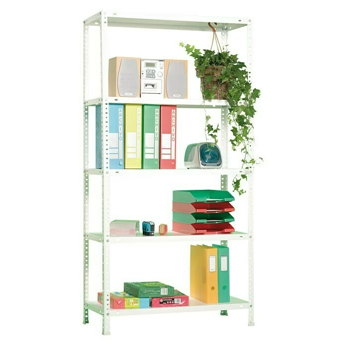 BAUHAUS Simonrack Comfort Metallregal L X B X H: 50 X 90 X 180 Cm, Traglast: 100 Kg/Boden, Anzahl Böden: 5, Schrauben, Weiß 3 BAUHAUS Simonrack Comfort Metallregal L X B X H: 50 X 90 X 180 Cm, Traglast: 100 Kg/Boden, Anzahl Böden: 5, Schrauben, Weiß – Bild 3