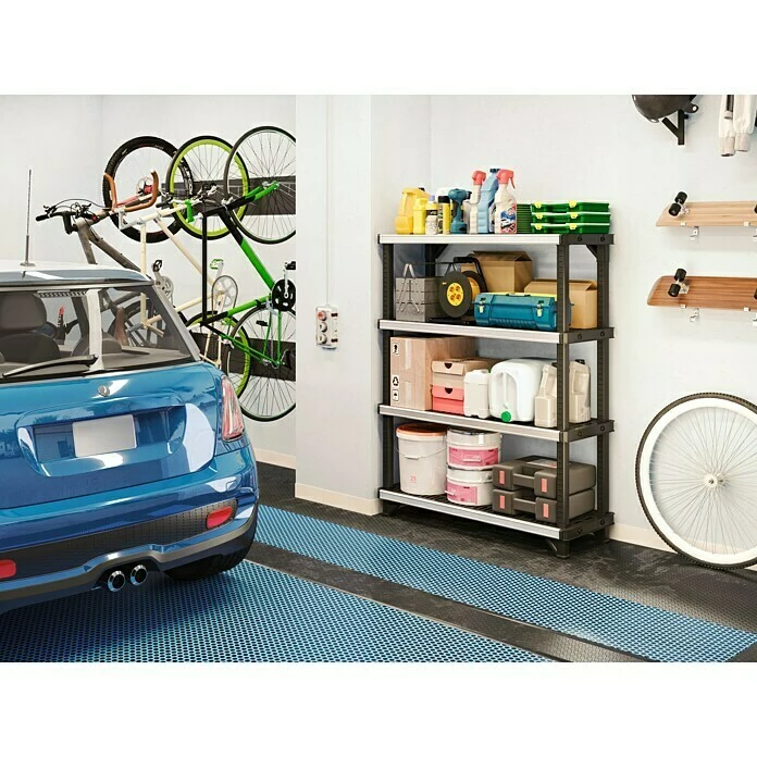 BAUHAUS Kunststoffregal Fused L X B X H: 45,7 X 121,9 X 155,1 Cm, Traglast: 180 Kg/Boden, Anzahl Böden: 4 Stk., Stecken, Schwarz 3 BAUHAUS Kunststoffregal Fused L X B X H: 45,7 X 121,9 X 155,1 Cm, Traglast: 180 Kg/Boden, Anzahl Böden: 4 Stk., Stecken, Schwarz – Bild 3