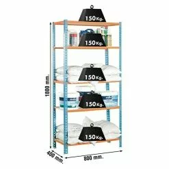 BAUHAUS Simonrack Maderclick Metallregal Mini L X B X H: 40 X 80 X 180 Cm, Traglast: 150 Kg/Boden, Anzahl Böden: 5 Stk., Blau/Orange -Angebote Fliesen Verkäufe 12 8361