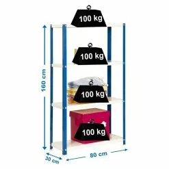 BAUHAUS Simonrack Homeclassic Metallregal L X B X H: 30 X 80 X 160 Cm, Traglast: 100 Kg/Boden, Anzahl Böden: 4 Stk., Schrauben, Blau -Angebote Fliesen Verkäufe 12 8387