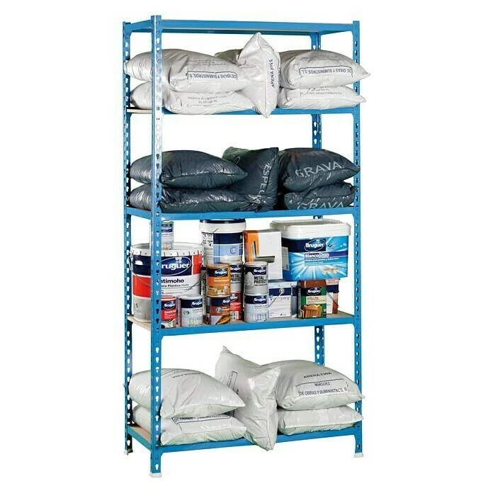 BAUHAUS Simonrack Maderclick Metallregal Plus L X B X H: 50 X 100 X 200 Cm, Traglast: 150 Kg/Boden, Anzahl Böden: 5, Stecken, Blau 2 BAUHAUS Simonrack Maderclick Metallregal Plus L X B X H: 50 X 100 X 200 Cm, Traglast: 150 Kg/Boden, Anzahl Böden: 5, Stecken, Blau – Bild 2