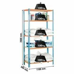 BAUHAUS Simonrack Maderclick Metallregal Super Plus L X B X H: 50 X 110 X 200 Cm, Traglast: 150 Kg/Boden, Anzahl Böden: 5, Stecken, Blau/Orange -Angebote Fliesen Verkäufe 12 8460