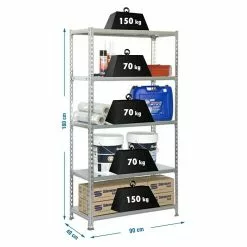 BAUHAUS Simonrack Simonclick Metallregal L X B X H: 40 X 90 X 180 Cm, Traglast: 150 Kg/Boden, Anzahl Böden: 5 Stk., Stecken, Silber -Angebote Fliesen Verkäufe 12 8465