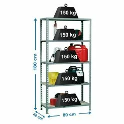 BAUHAUS Simonrack Maderclick Metallregal Mini L X B X H: 40 X 80 X 180 Cm, Traglast: 150 Kg/Boden, Anzahl Böden: 5 Stk., Grau -Angebote Fliesen Verkäufe 12 8532
