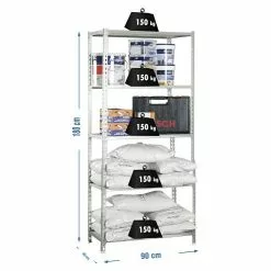 BAUHAUS Simonrack Maderclick Metallregal L X B X H: 40 X 90 X 180 Cm, Traglast: 150 Kg/Boden, Anzahl Böden: 5, Stecken, Silber -Angebote Fliesen Verkäufe 12 8627