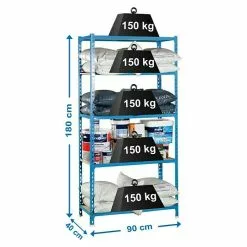 BAUHAUS Simonrack Maderclick Metallregal L X B X H: 40 X 90 X 180 Cm, Traglast: 150 Kg/Boden, Anzahl Böden: 5, Stecken, Blau -Angebote Fliesen Verkäufe 12 8636