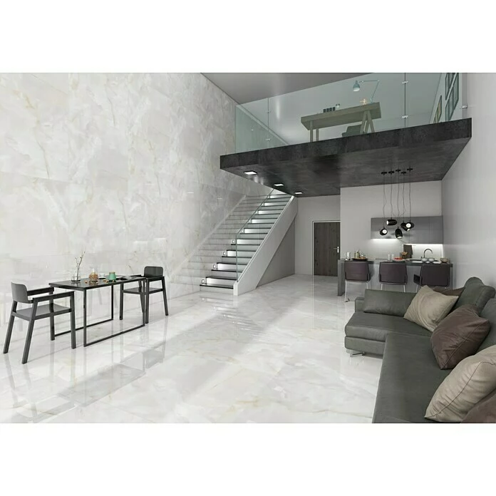 BAUHAUS Feinsteinzeugfliese Ice Onyx 120 X 120 Cm, Beige, Glänzend 5 BAUHAUS Feinsteinzeugfliese Ice Onyx 120 X 120 Cm, Beige, Glänzend – Bild 5