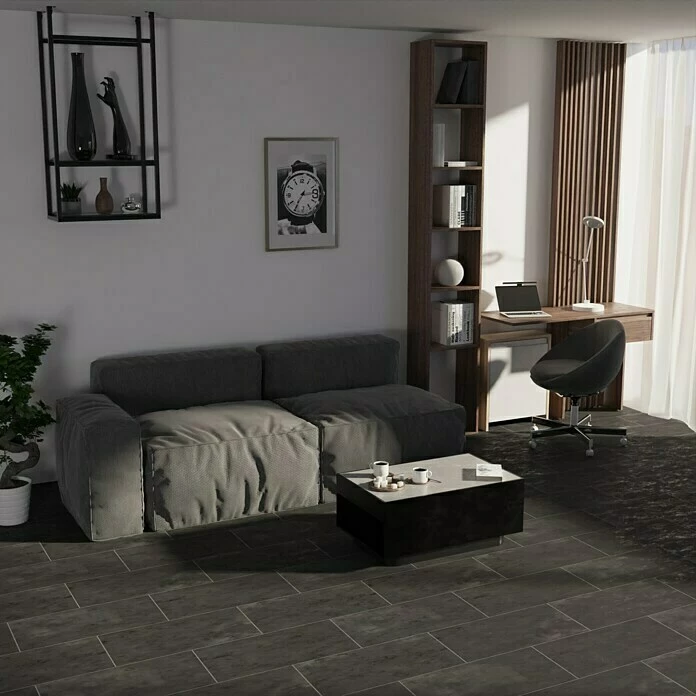 BAUHAUS Oxyd Feinsteinzeugfliese 30 X 60 Cm, Schwarz, Schimmernd 2 BAUHAUS Oxyd Feinsteinzeugfliese 30 X 60 Cm, Schwarz, Schimmernd – Bild 2